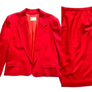 Vintage Pendleton 2PC Cherry Red Wool Blazer Jacket Set